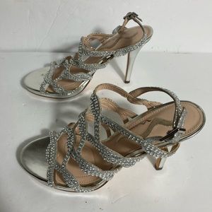 Nina Women’s Strappy Crystal Embellished Caged High Heels NWOT